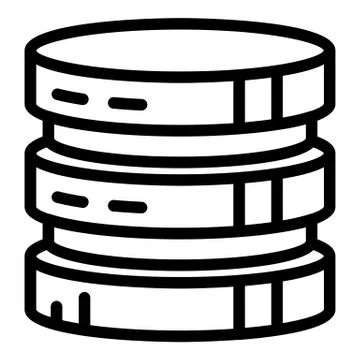 Round server tower icon, outline style Stock Illustration