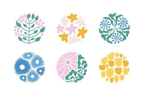 Round shape abstract flower wall art, poster, decoration for card, banner Stock Illustration