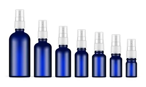 Round Shape Blue Spray Bottles, Isolated On White Background Stock Illustration