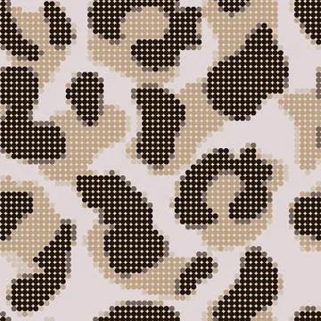 Round shape cheetah seamless pattern. Geometric circle animal fur wallpaper.  Stock Illustration
