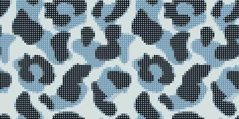 Round shape cheetah seamless pattern. Geometric circle animal fur wallpaper. Stock Illustration