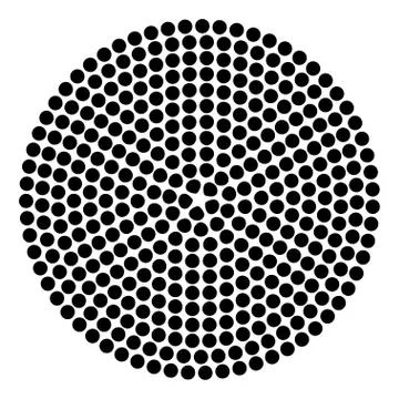 Round shape with circle dots. Vector template texture. Illustrazione stock
