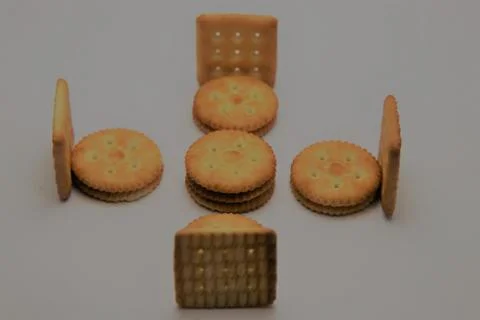 Round shape delicious monaco biscuits Stock Photos