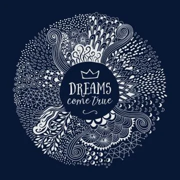 Round shape doodle frame made of abstract freehand ornament Stock Illustration