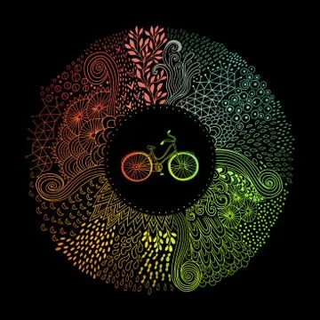 Round shape doodle frame made of abstract freehand ornament Stock Illustration