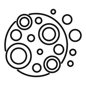 Round shape element depicting full moon with craters for space exploration Ilustração Stock