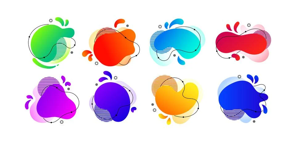 Round shape elements. Abstract flat Memphis logo for title. Liquid geometry 스톡 일러스트