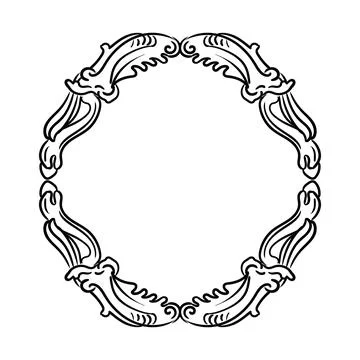 Round shape engraving vintage frame vector isolated illustration Stock Illustration