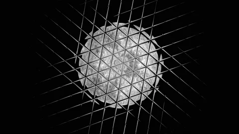 Round shape evoking the moon with geometric patterns Stock Footage 124457660