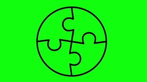 The round shape is filled with puzzle elements Stock Footage 295283069