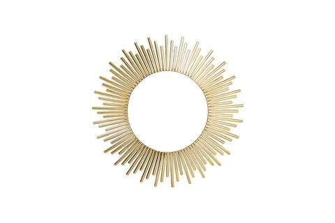 Round shape frame made with golden tubes, sun symbol element Foto stock