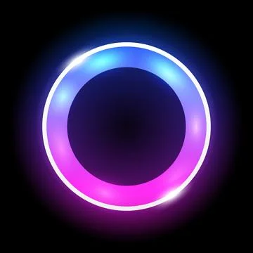 Round Shape LED Lamp Neon Color Frame Stock Illustration