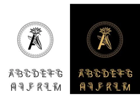Round shape logo template. Vintage style, monogram Stock Illustration