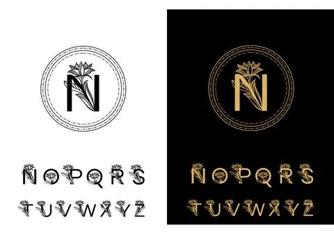 Round shape logo template. Vintage style, monogram Stock Illustration