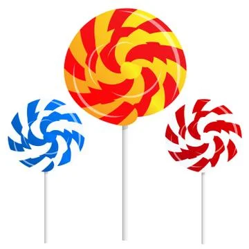 Round shape lollipops on white background Stock Illustration