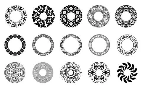 Round shape mandala ornament set Stock Illustration