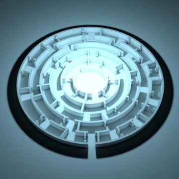 Round shape maze with same enter and exit Stock Illustration