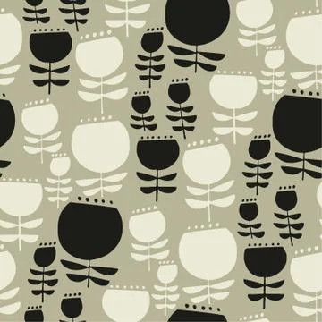 Round shape simple naive flowers pattern Stock Illustration