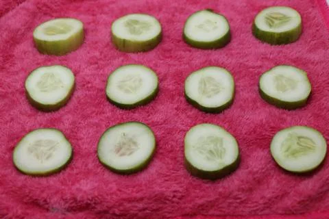 Round shape slice cut cucumber Stock Photos