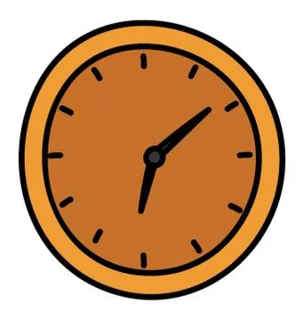 Round shape with some numbers and two hands, clock doodle icon Stock Illustration