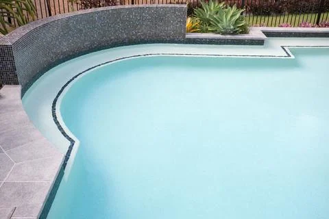 Round shape water pool with bend corner close up Stock Photos