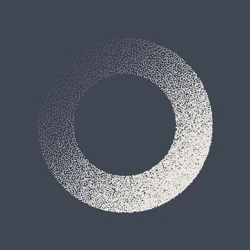 Round shaped dotted object, stipple elements. Fading gradient. Stippling Stock Illustration