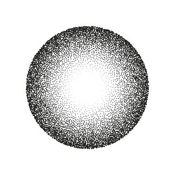 Round shaped dotted object, stipple elements. Fading gradient. Stippling 스톡 일러스트