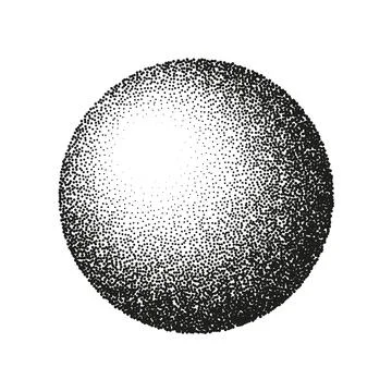 Round shaped dotted object, stipple elements. Fading gradient. Stippling Ilustración de archivo