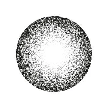 Round shaped dotted object, stipple elements. Fading gradient. Stippling 스톡 일러스트