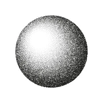 Round shaped dotted object, stipple elements. Fading gradient. Stippling Illustrazione stock