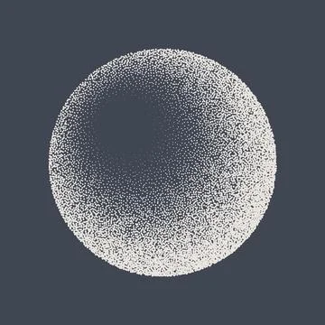 Round shaped dotted object, stipple elements. Fading gradient. Stippling Illustrazione stock