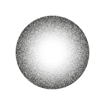 Round shaped dotted object, stipple elements. Fading gradient. Stippling Stockillustratie