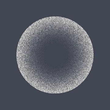 Round shaped dotted object, stipple elements. Fading gradient. Stippling Stockillustratie