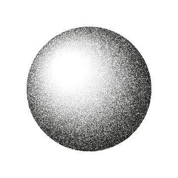 Round shaped dotted object, stipple elements. Fading gradient. Stippling Stock Illustration