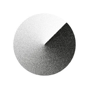 Round shaped dotted object, stipple elements. Fading gradient. Stippling Illustrazione stock