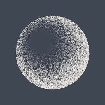 Round shaped dotted object, stipple elements. Fading gradient. Stippling Illustrazione stock