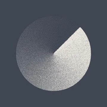 Round shaped dotted object, stipple elements. Fading gradient. Stippling 스톡 일러스트