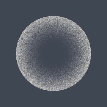 Round shaped dotted object, stipple elements. Fading gradient. Stippling Illustrazione stock