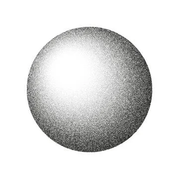 Round shaped dotted object, stipple elements. Fading gradient. Stippling Stock Illustration