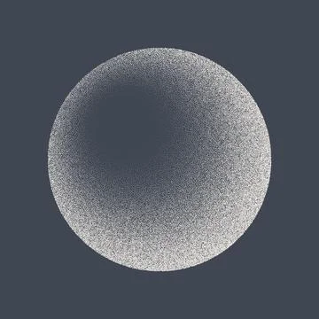 Round shaped dotted object, stipple elements. Fading gradient. Stippling Stock Illustration