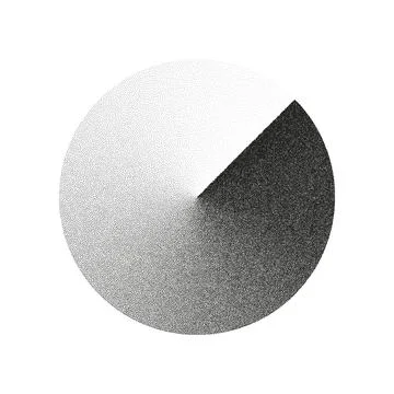 Round shaped dotted object, stipple elements. Fading gradient. Stippling Illustrazione stock