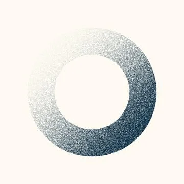 Round shaped dotted object, vintage stipple element. Fading gradient. Stippling Stockillustratie