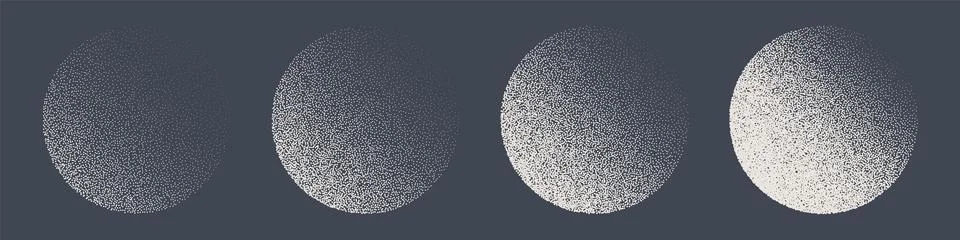 Round shaped dotted objects, stipple elements. Fading gradient. Stippling イラスト素材