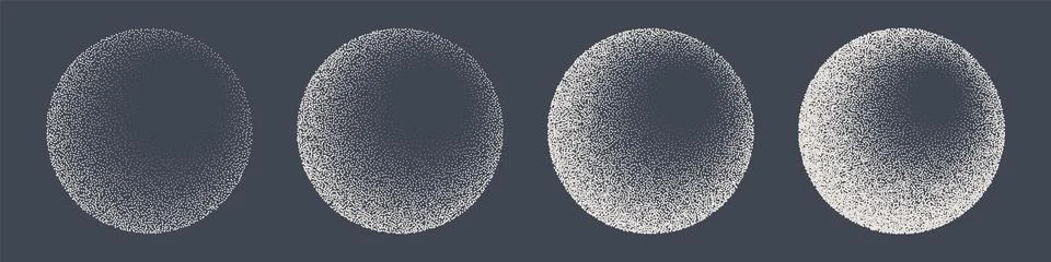 Round shaped dotted objects, stipple elements. Fading gradient. Stippling Stock Illustration