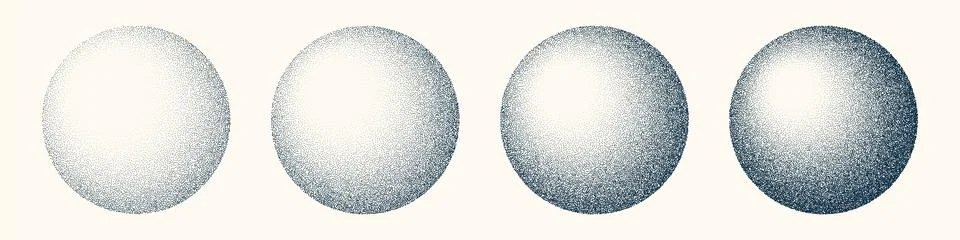 Round shaped dotted objects, vintage stipple elements. Fading gradient Stock Illustration