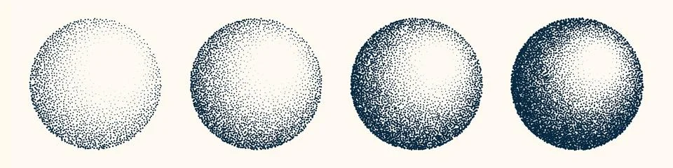 Round shaped dotted objects, vintage stipple elements. Fading gradient イラスト素材