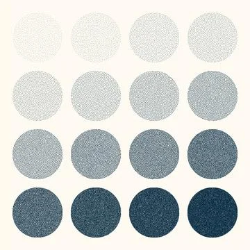 Round shaped dotted objects, vintage stipple elements. Fading gradient イラスト素材