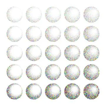 Round shaped dotted objects, vintage stipple elements. Fading gradient Stock Illustration