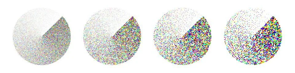 Round shaped dotted objects, vintage stipple elements. Fading gradient Stock Illustration