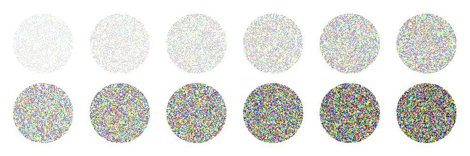 Round shaped dotted objects, vintage stipple elements. Fading gradient Illustrazione stock